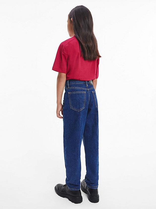 Red Calvin Klein Logo Girls's T-Shirt | SNFZ-25417