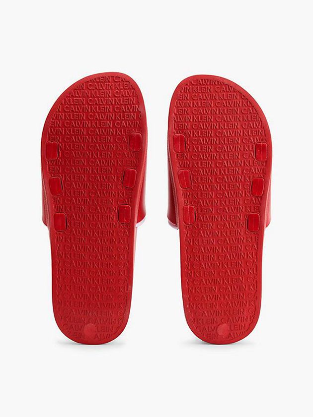Red Calvin Klein Logo Sliders Men Slippers | TGUX-47026