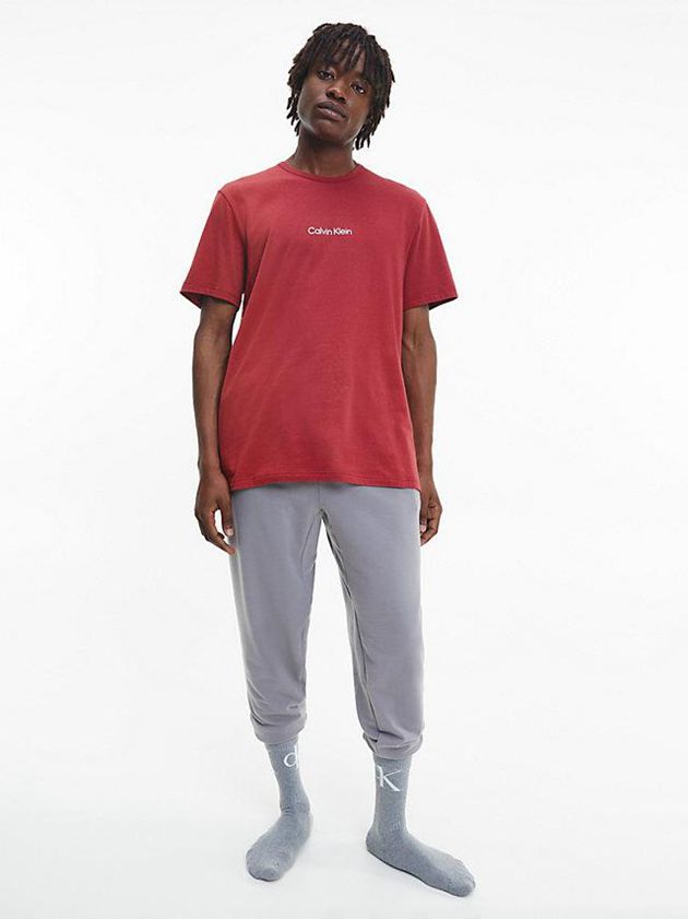 Red Calvin Klein Lounge - Modern Structure Men T-Shirt | HUKV-40136