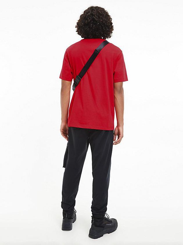 Red Calvin Klein Organic Cotton Logo Collar Men T-Shirt | YIJH-98421