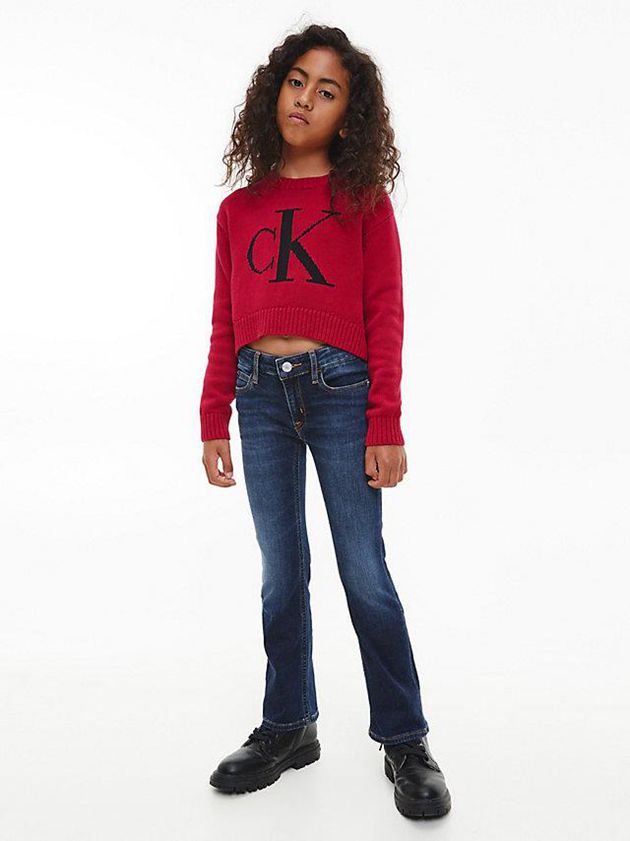 Red Calvin Klein Organic Cotton Logo Jumper Girls's Sweater | VYLJ-62759