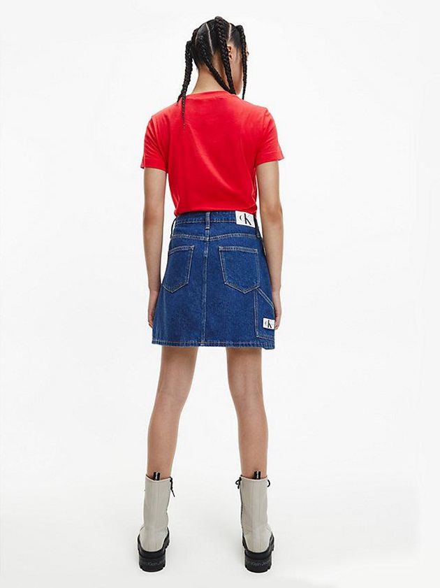 Red Calvin Klein Organic Cotton Logo Women T-Shirt | RMCU-41765