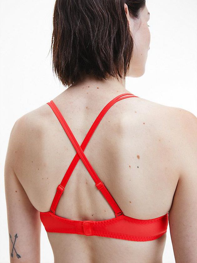 Red Calvin Klein Plunge - Sheer Marquisette Women Bra | ZHTJ-46231