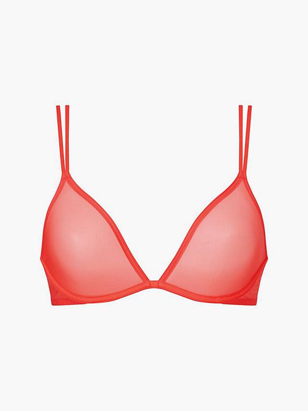 Red Calvin Klein Plunge - Sheer Marquisette Women Bra | ZHTJ-46231