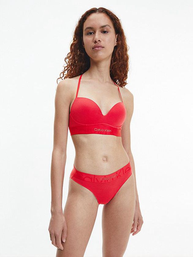 Red Calvin Klein Push Up - Embossed Icon Women Bra | LWXT-10487