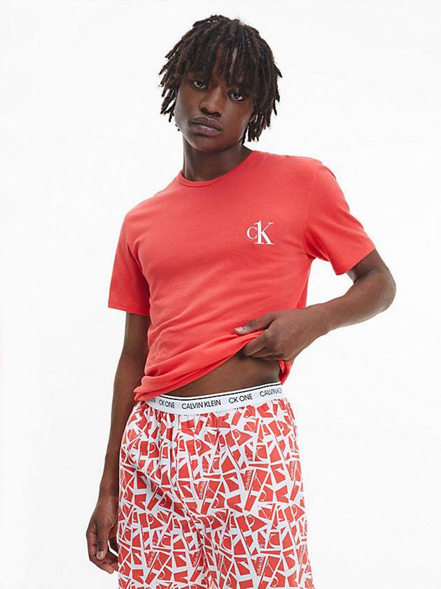 Red Calvin Klein Pyjama Set - CK One Men Shorts | VZTW-73941