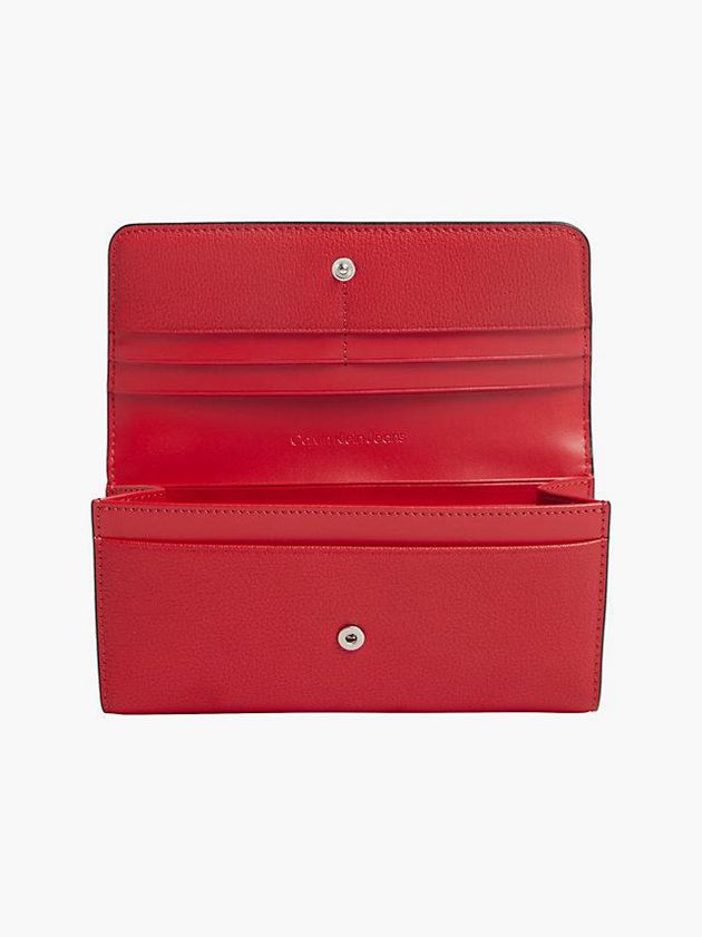 Red Calvin Klein Recycled Longfold Women Wallet | ZVDC-92385