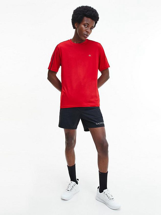 Red Calvin Klein Recycled Polyester Gym Men T-Shirt | NPRD-10548
