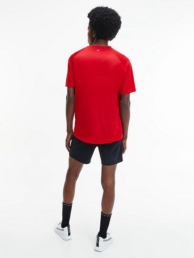 Red Calvin Klein Recycled Polyester Logo Gym Men T-Shirt | LRAI-38259