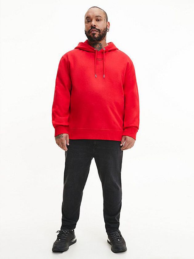 Red Calvin Klein Relaxed Men Hoodie | SLPJ-60273