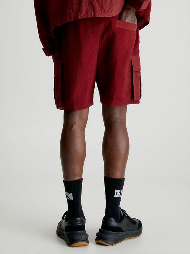 Red Calvin Klein Relaxed Nylon Mesh Cargo Men Shorts | IJEQ-36528