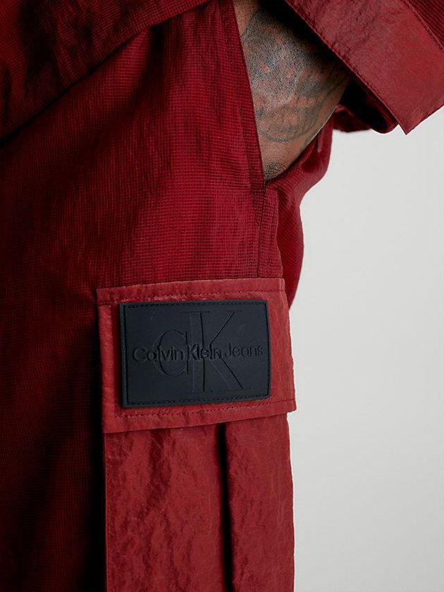Red Calvin Klein Relaxed Nylon Mesh Cargo Men Shorts | IJEQ-36528