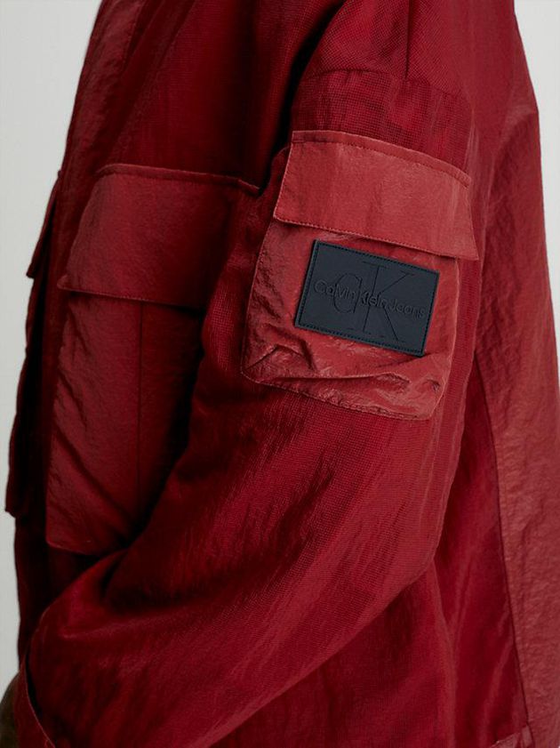 Red Calvin Klein Relaxed Nylon Mesh Zip Up Men Jacket | HLVB-35649