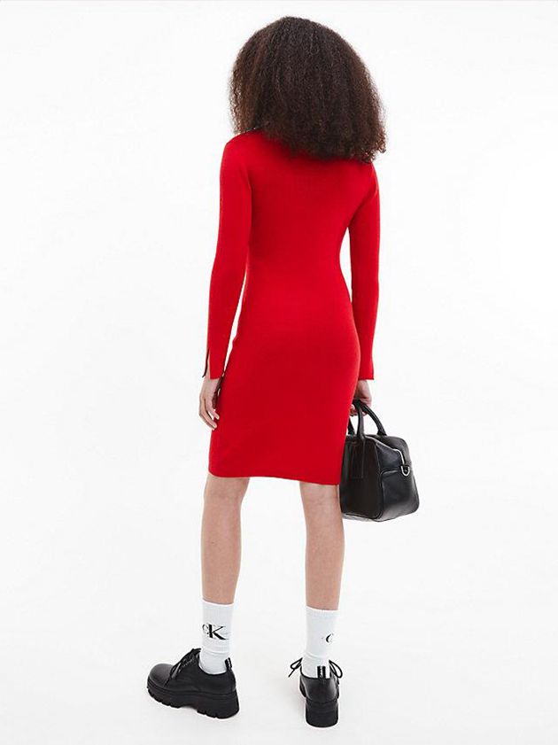 Red Calvin Klein Roll Neck Jumper Women Dress | CODQ-02934