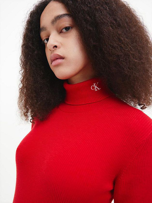 Red Calvin Klein Roll Neck Jumper Women Dress | CODQ-02934