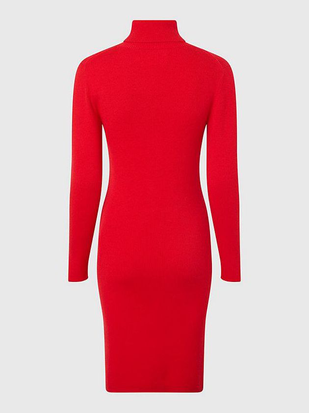 Red Calvin Klein Roll Neck Jumper Women Dress | CODQ-02934