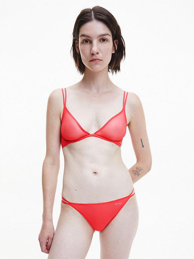 Red Calvin Klein Sheer Marquisette Women Thong | DLYB-20315
