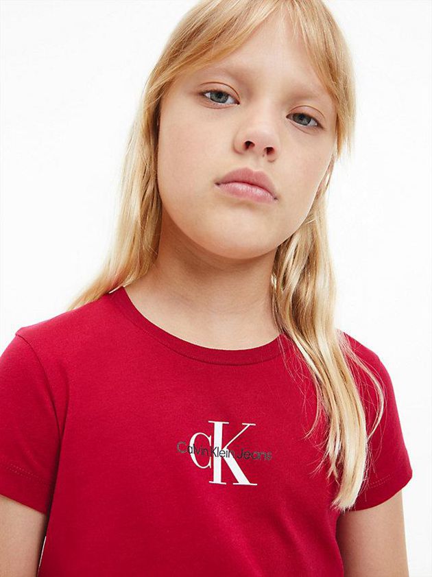 Red Calvin Klein Slim Organic Cotton Girls's T-Shirt | WIZL-86945