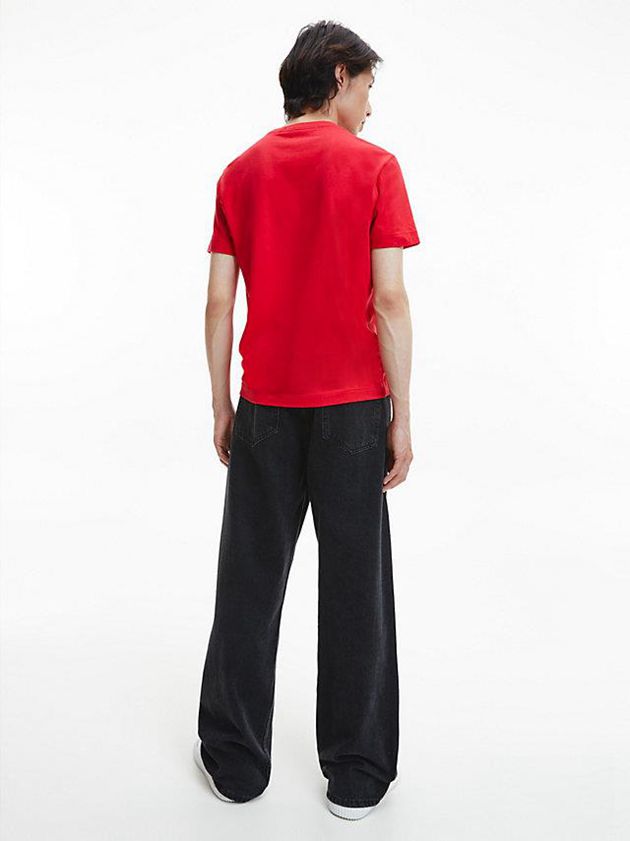Red Calvin Klein Slim Organic Cotton Men T-Shirt | ESYA-59264