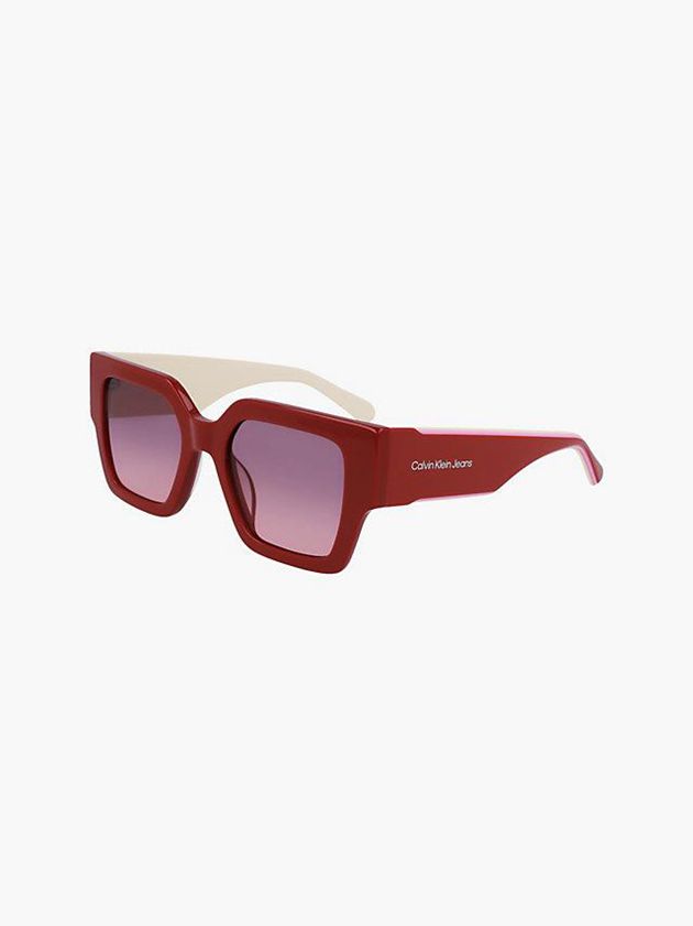 Red Calvin Klein Square Women Sunglasses | EHVC-65021