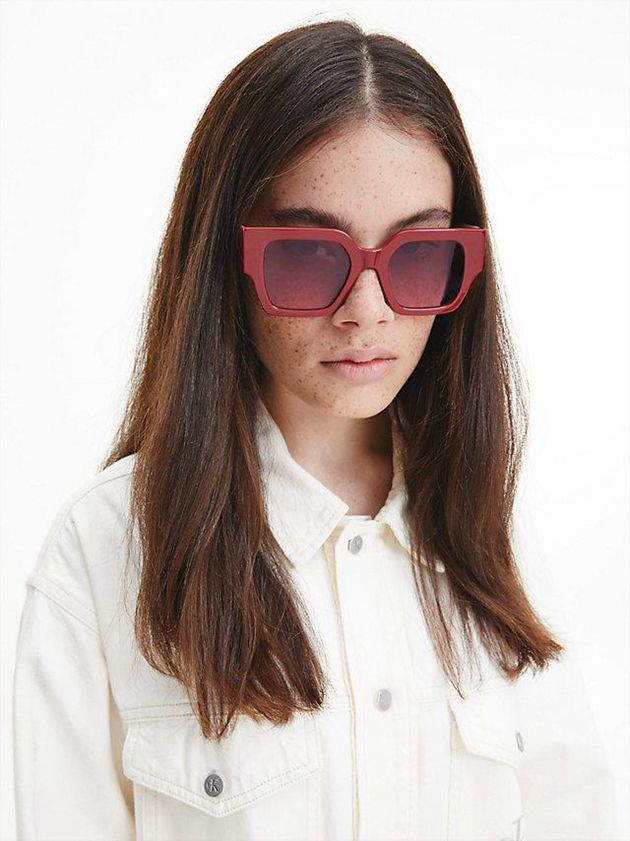 Red Calvin Klein Square Women Sunglasses | EHVC-65021