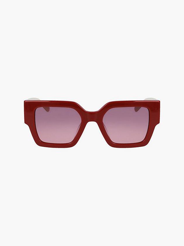 Red Calvin Klein Square Women Sunglasses | EHVC-65021