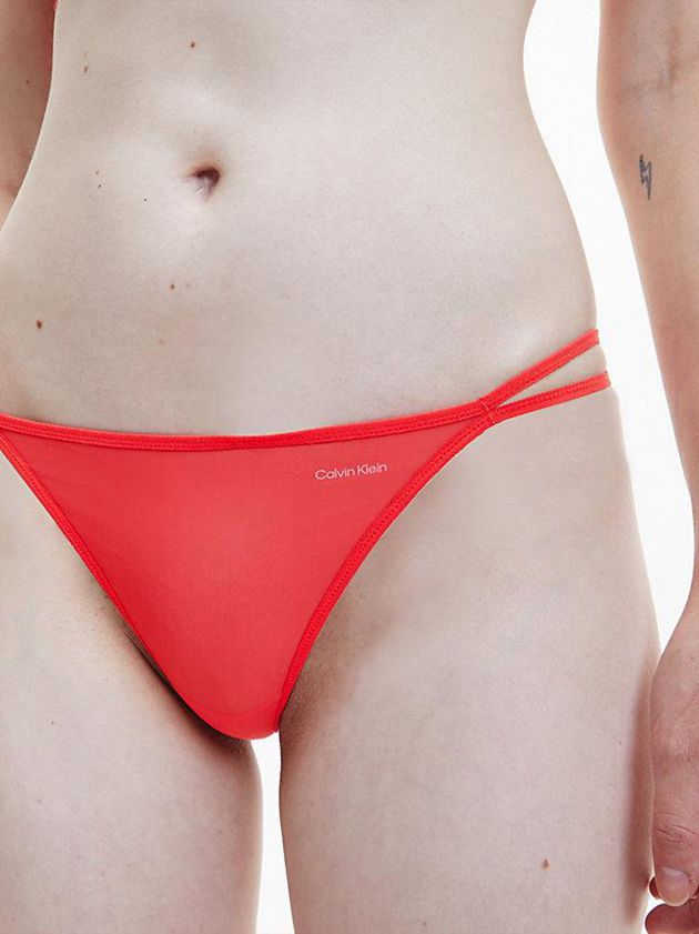Red Calvin Klein String - Sheer Marquisette Women Thong | DTFR-57298