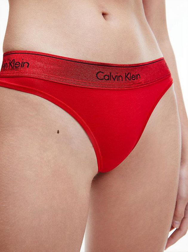 Red Calvin Klein Thong Set - Modern Cotton Women Bra | DCPT-38521