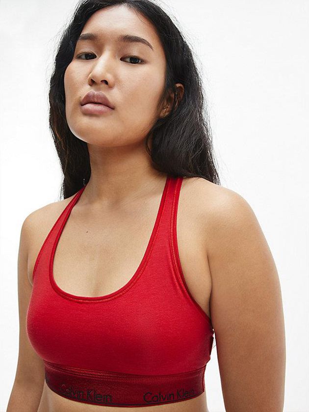 Red Calvin Klein Thong Set - Modern Cotton Women Bra | DCPT-38521