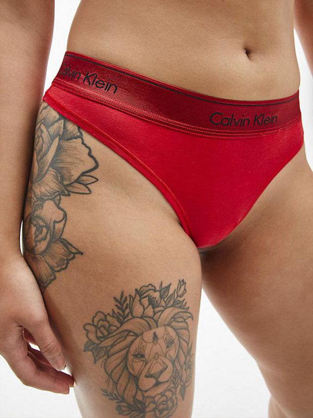 Red Calvin Klein Thong Set - Modern Cotton Women Bra | DCPT-38521