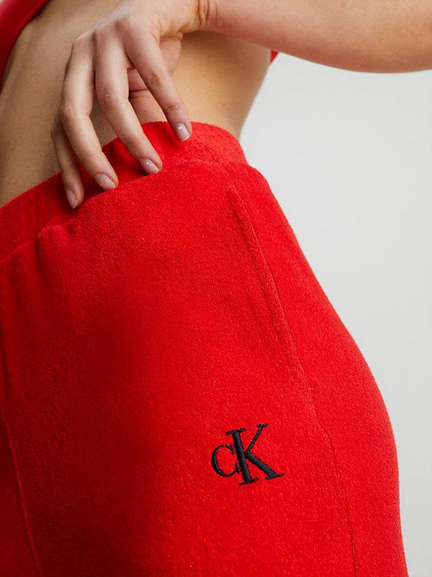 Red Calvin Klein Towelling Beach - CK Monogram Women Pants | LBOV-35491