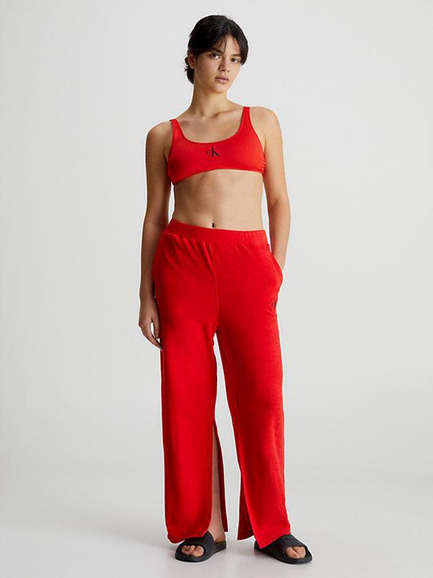 Red Calvin Klein Towelling Beach - CK Monogram Women Pants | LBOV-35491