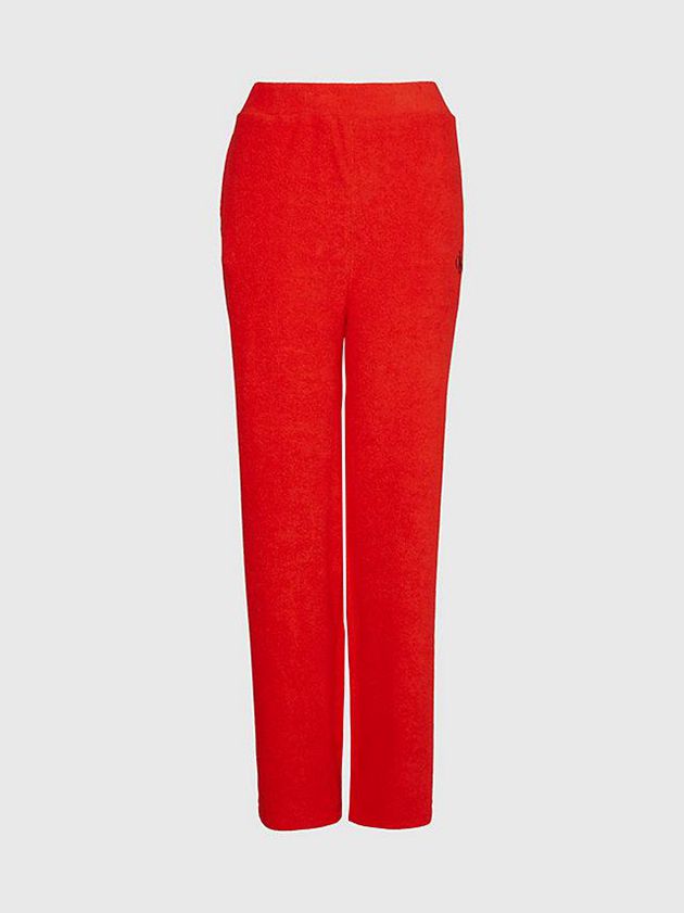 Red Calvin Klein Towelling Beach - CK Monogram Women Pants | LBOV-35491