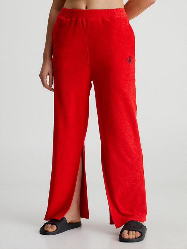 Red Calvin Klein Towelling Beach - CK Monogram Women Pants | LBOV-35491