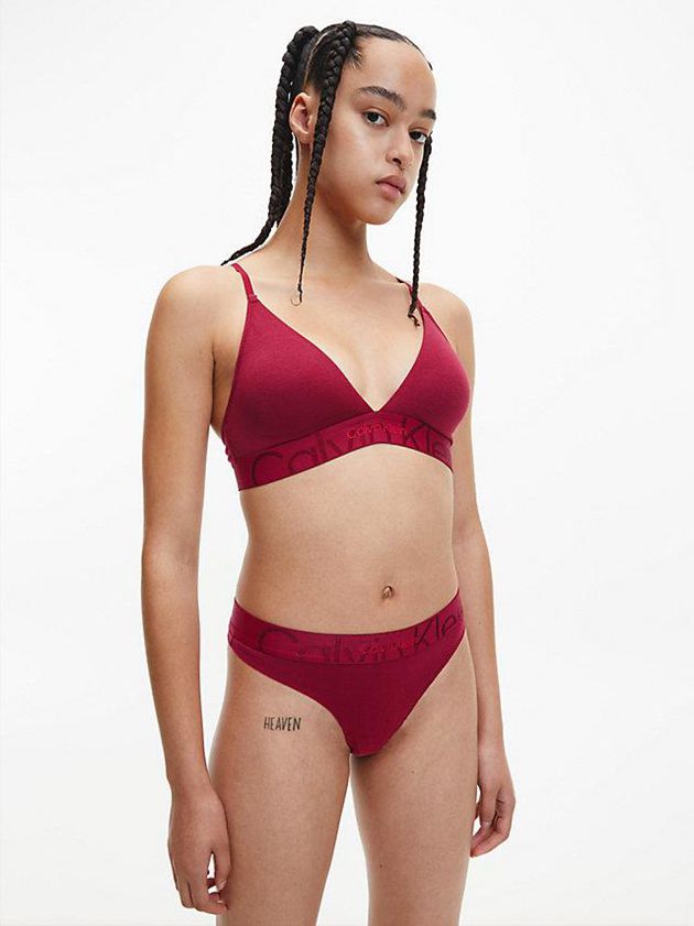 Red Calvin Klein Triangle - Embossed Icon Women Bra | OKEI-50712
