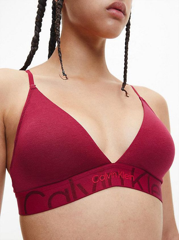 Red Calvin Klein Triangle - Embossed Icon Women Bra | OKEI-50712