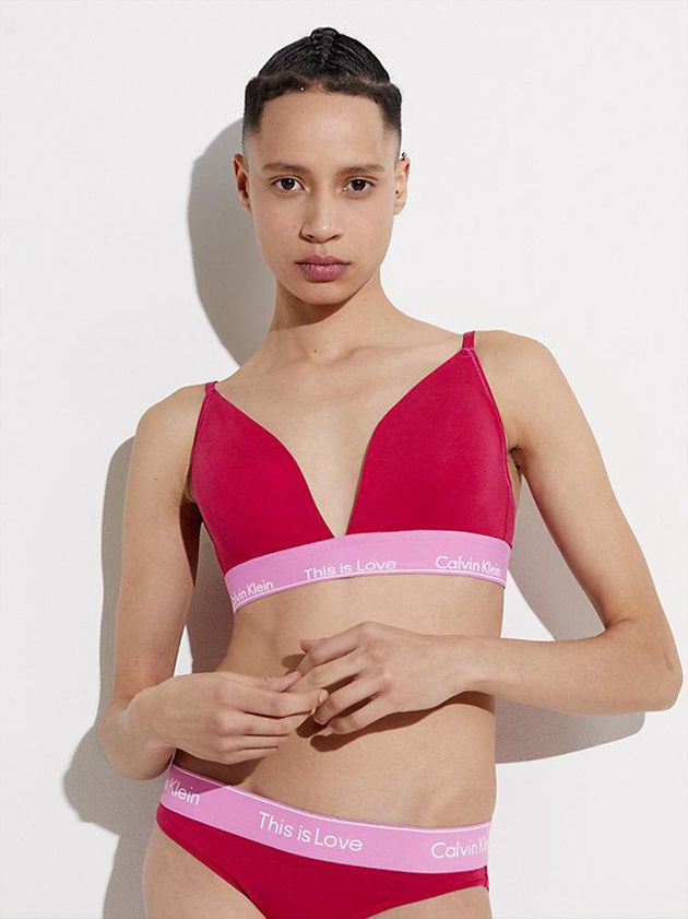 Red Calvin Klein Triangle - Pride Women Bra | LWED-31546
