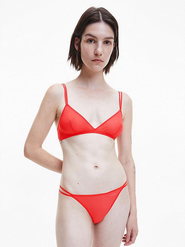 Red Calvin Klein Triangle - Sheer Marquisette Women Bra | XSCJ-69287