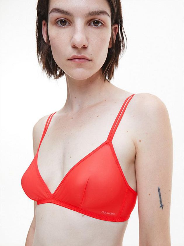Red Calvin Klein Triangle - Sheer Marquisette Women Bra | XSCJ-69287