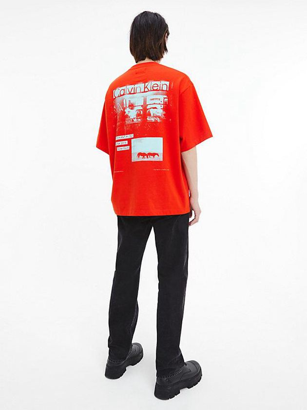 Red Calvin Klein Unisex Printed - CK Standards Men T-Shirt | AFBR-52394