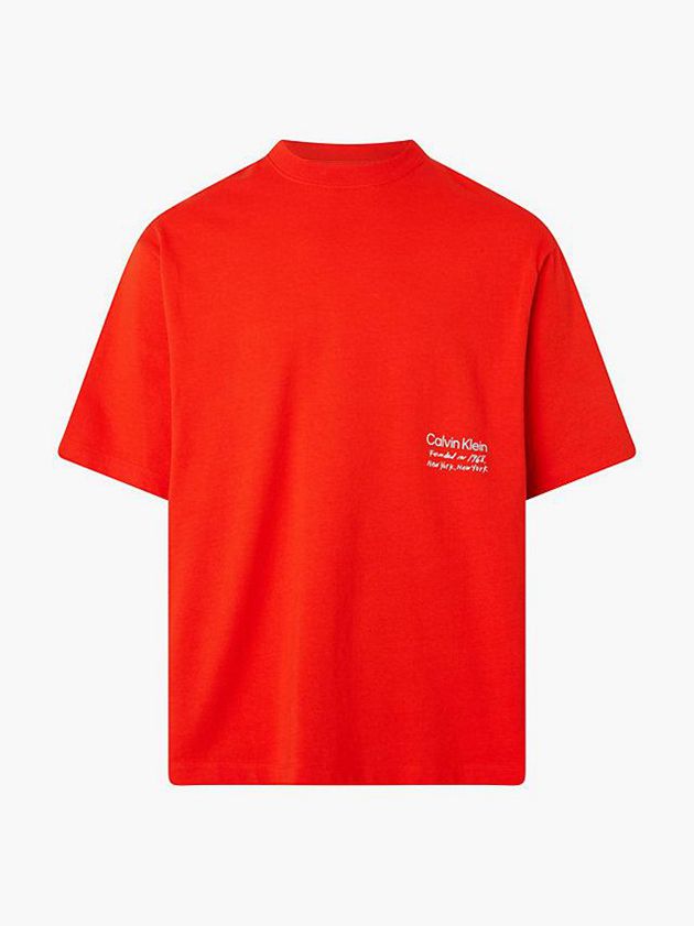 Red Calvin Klein Unisex Printed - CK Standards Men T-Shirt | AFBR-52394