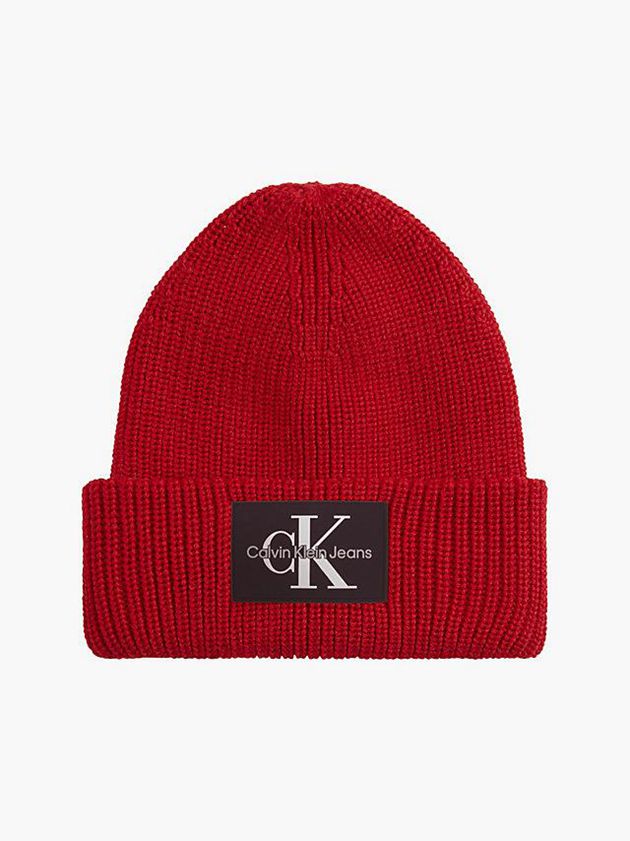 Red Calvin Klein Wool Blend Women Beanie | EIWL-91358