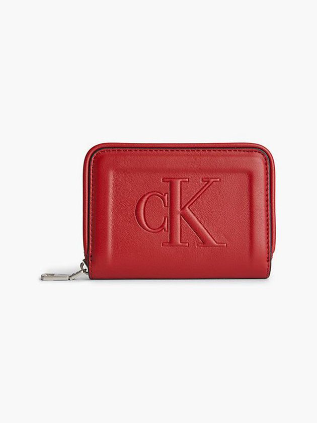 Red Calvin Klein Zip Around Women Wallet | QJXI-10496