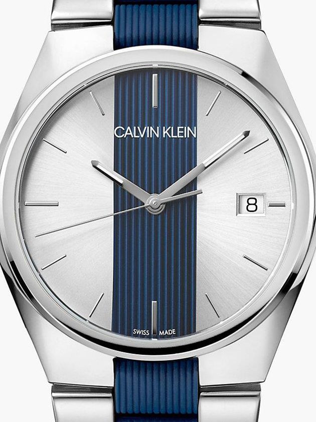 Silver Calvin Klein Calvin Klein Contrast Men Watch | PIBH-89607
