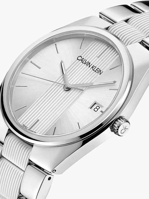Silver Calvin Klein Calvin Klein Contrast Men Watch | DSLC-49267