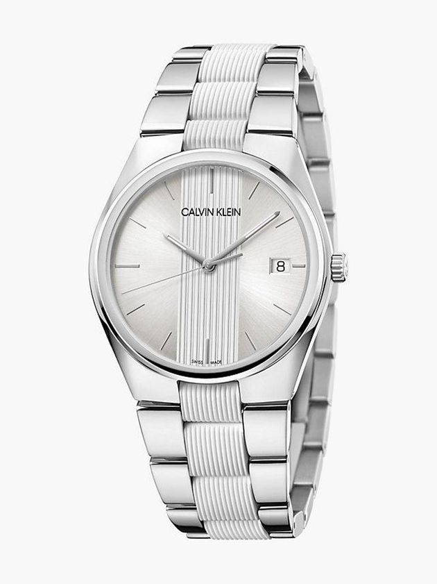 Silver Calvin Klein Calvin Klein Contrast Men Watch | DSLC-49267