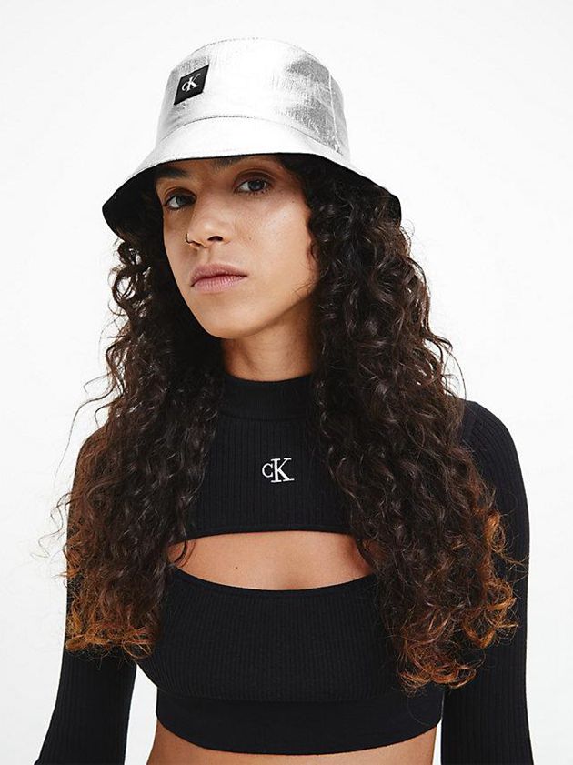 Silver Calvin Klein Recycled Reversible Bucket Women Cap | FMJL-23584