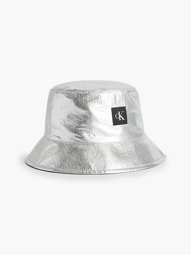 Silver Calvin Klein Recycled Reversible Bucket Women Cap | FMJL-23584