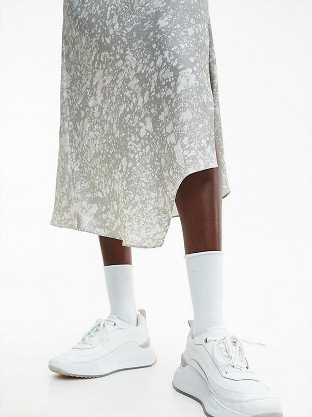 Silver Calvin Klein Slim Marble Print Slip Women Dress | CILA-06283