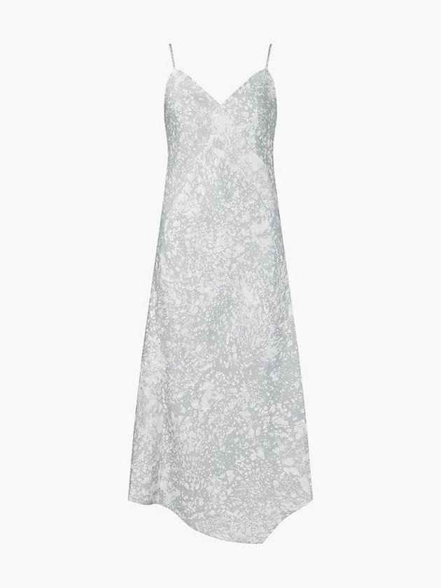 Silver Calvin Klein Slim Marble Print Slip Women Dress | CILA-06283